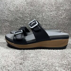 Dansko Slide Sandals Black Adjustable Buckle Wedge - Womens Size 40